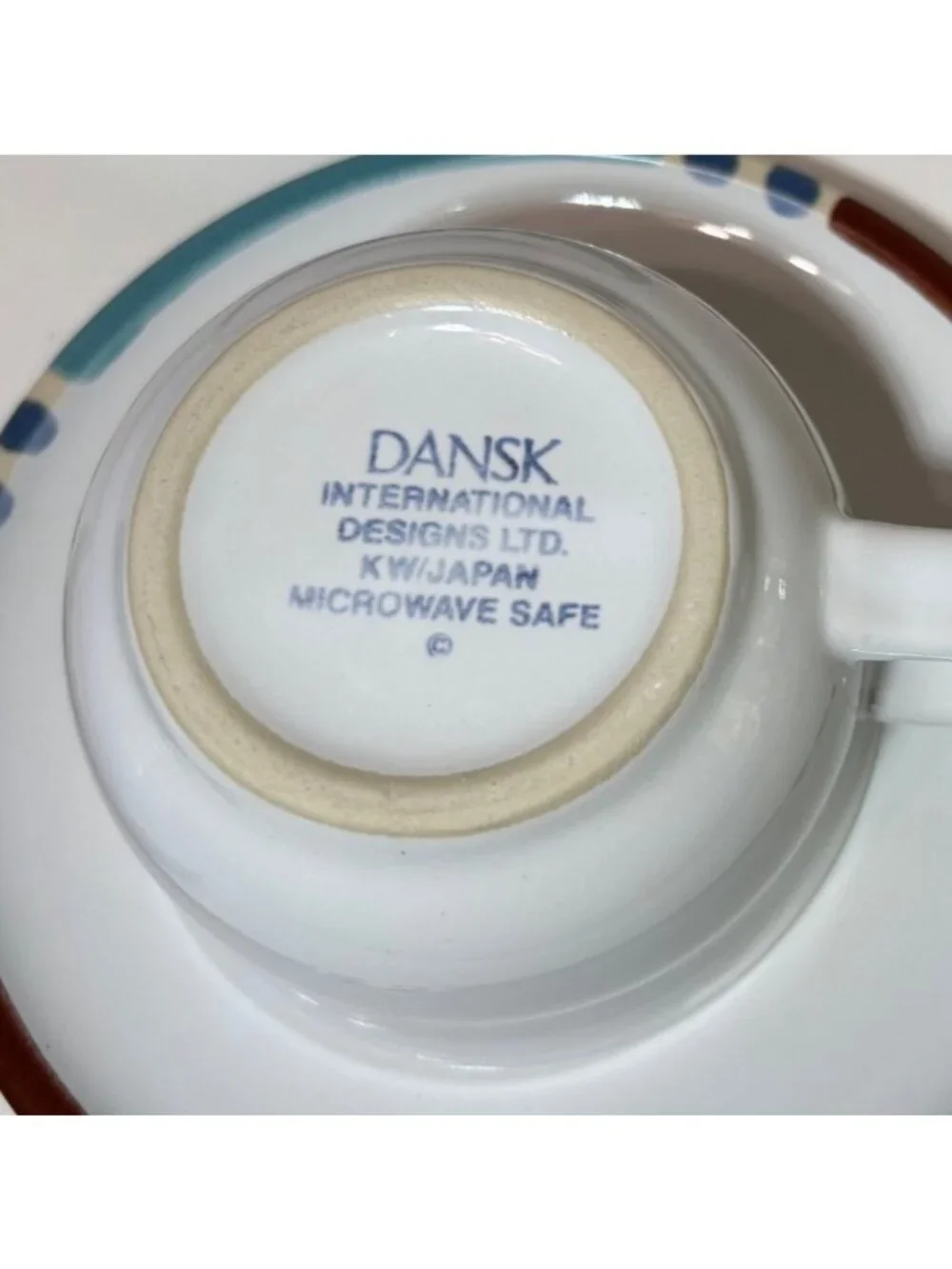 Dansk Mesa White Sand Japan Set of 4 Coffee Tea Cups & Saucers - Picture 4 of 7